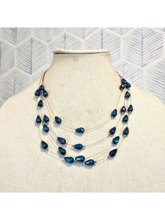 Charming Charlie Jewelry - Charming Charlie Irredescent Blue Floating Beaded Multi-layer Necklace
